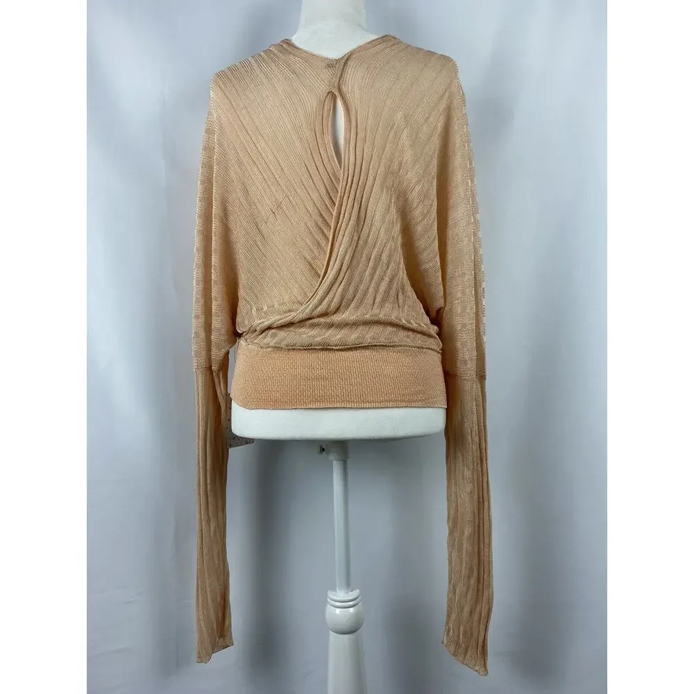 FREE PEOPLE Womens Orange Long Sleeve Surplice Neckline Top Size L A002083 - Picture 5 of 6